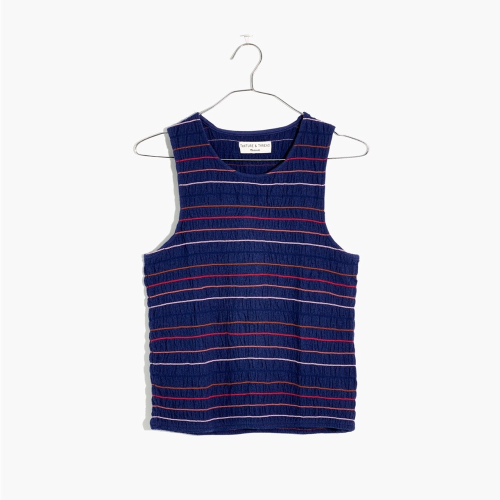 Madewell Rainbow-Stitched Smocked Tank Top